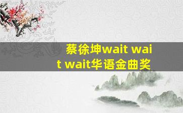 蔡徐坤wait wait wait华语金曲奖